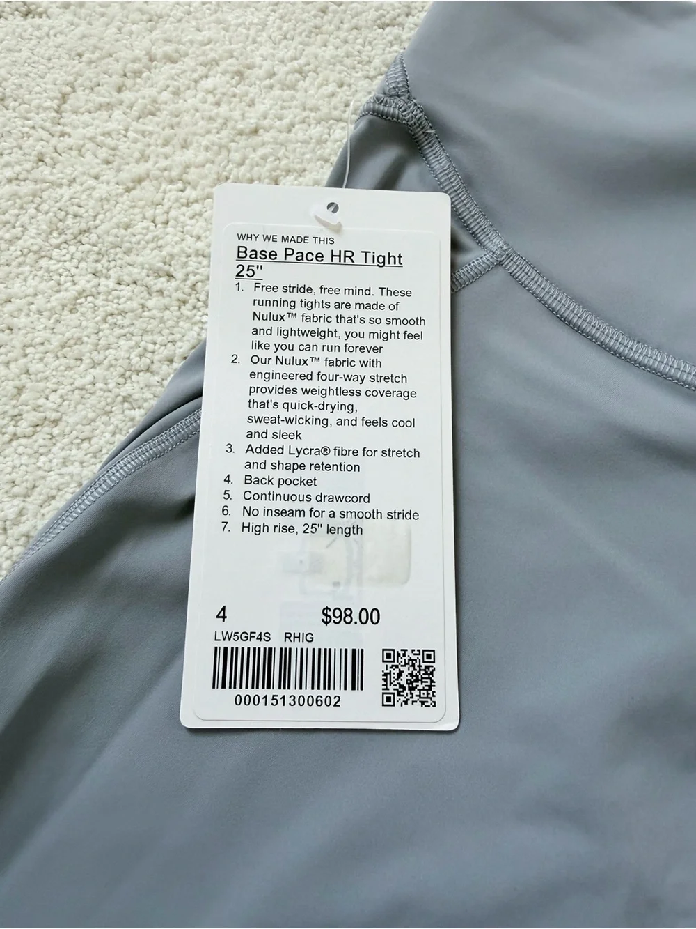 NWT Lululemon Base Pace High-Rise Tight Leggings 25